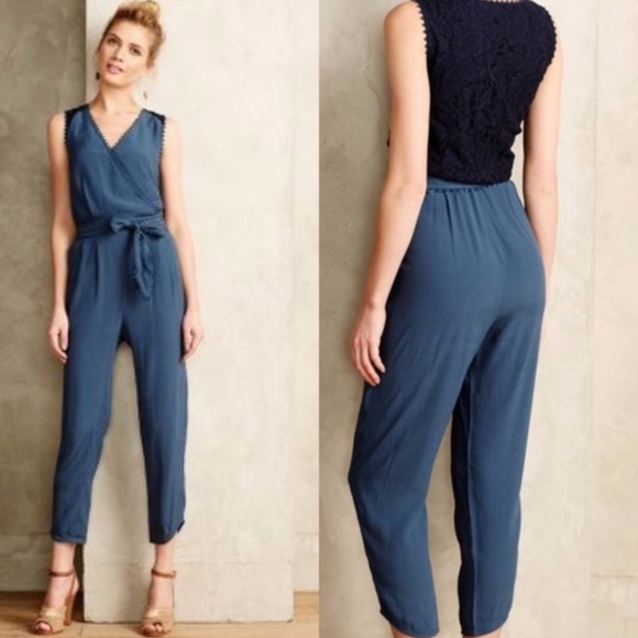 Anthropologie Pants - Anthropologie Leifsdottir Sani Lace Jumpsuit Blue